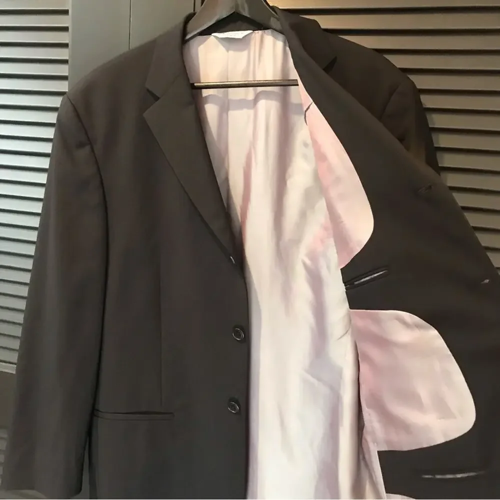 Wilke-Rodriguez Black Wool Blend Blazer with Cool Iridescent Lining, Size 42R